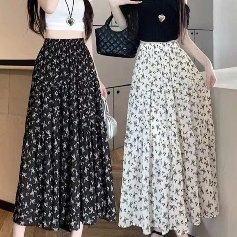 Chân váy hoa nhí thiết kế 3 tầng lưng thun co dãn siêu hot, chân váy đũi hoa dáng dài phong cách ulzzang mix đồ đi biển siêu xinh