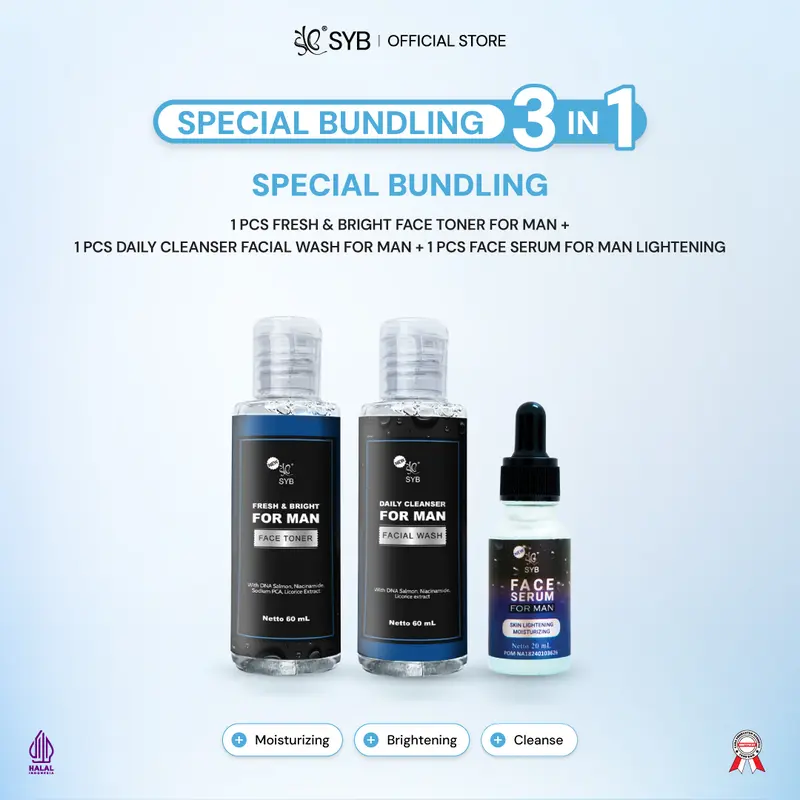 SYB Face Care For Man Original Brightening & Acne Series [Paket Perawatan Wajah Pria untuk Membersihkan & Mencerahkan dengan Niacinamide Salicylic Acid & Witch Hazel Extract] 4
