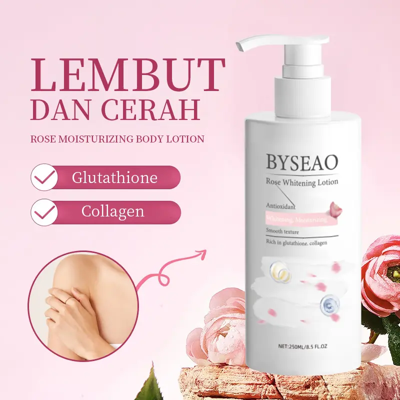 BYSEAO glutathione collagen rose whitening lotion 150ml whitening freckle reduction melanin anti-oxidation anti-aging moisturizing lotion rose flavor