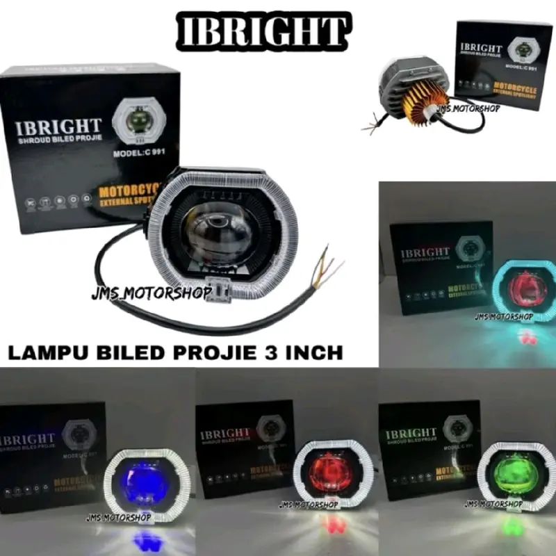 IBRIGHT C 991 BILED ALA ALA 3 INCH UNIVERSAL PROJIE  BILED CUTT OFF 3 INCH SHOURD 3 INCH LAMPU SOROT LED LAMPU TEMBAK BILED PROJIE 0