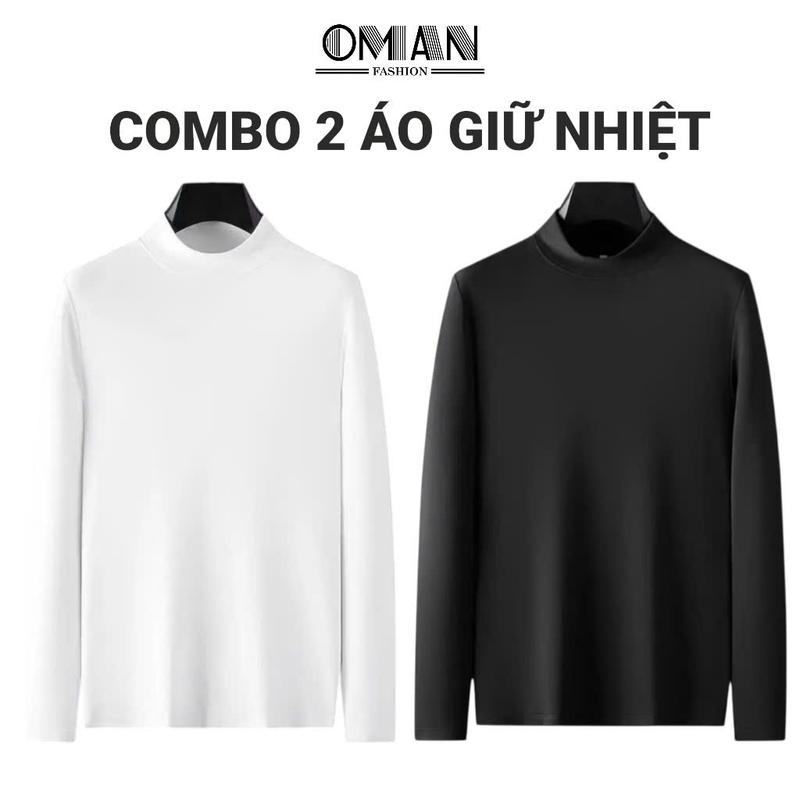 COMBO 2 ÁO Giữ Nhiệt Nam Lót Nỉ Bông Cổ Cao 3 Phân Ấm Áp Thu Đông