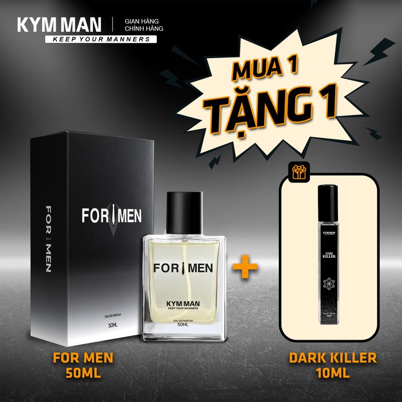 [MUA 1 TẶNG 1]  Nước Hoa Nam FOR MEN Hương Thơm Nam Tính – Mạnh Mẽ - Lôi Cuốn 50ml  - KYM MAN Perfume  Cosmetic Xịt Thơm Tinh Dầu