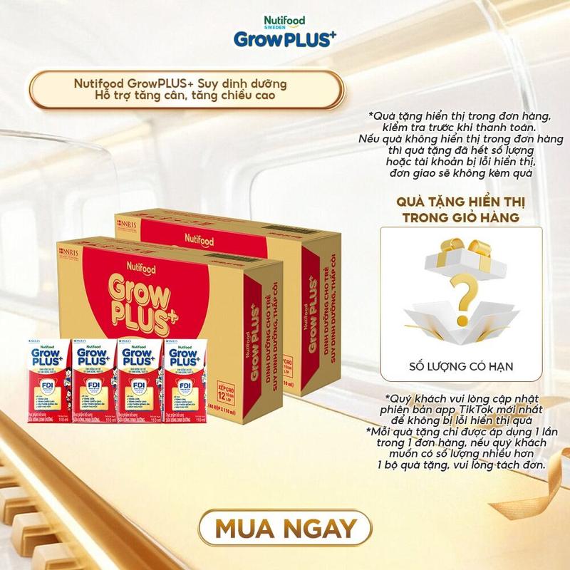   Creator   ÍT ĐƯỜNG CÓ ĐƯỜNG  Combo 2 thùng 48 hộp  Thực phẩm bổ sung Sữa bột pha sẵn Nutifood GrowPLUS+ Suy Dinh Dưỡng  Đỏ  Có đường  Ít đường 110ml - Tăng Cân Tăng Chiều Cao 