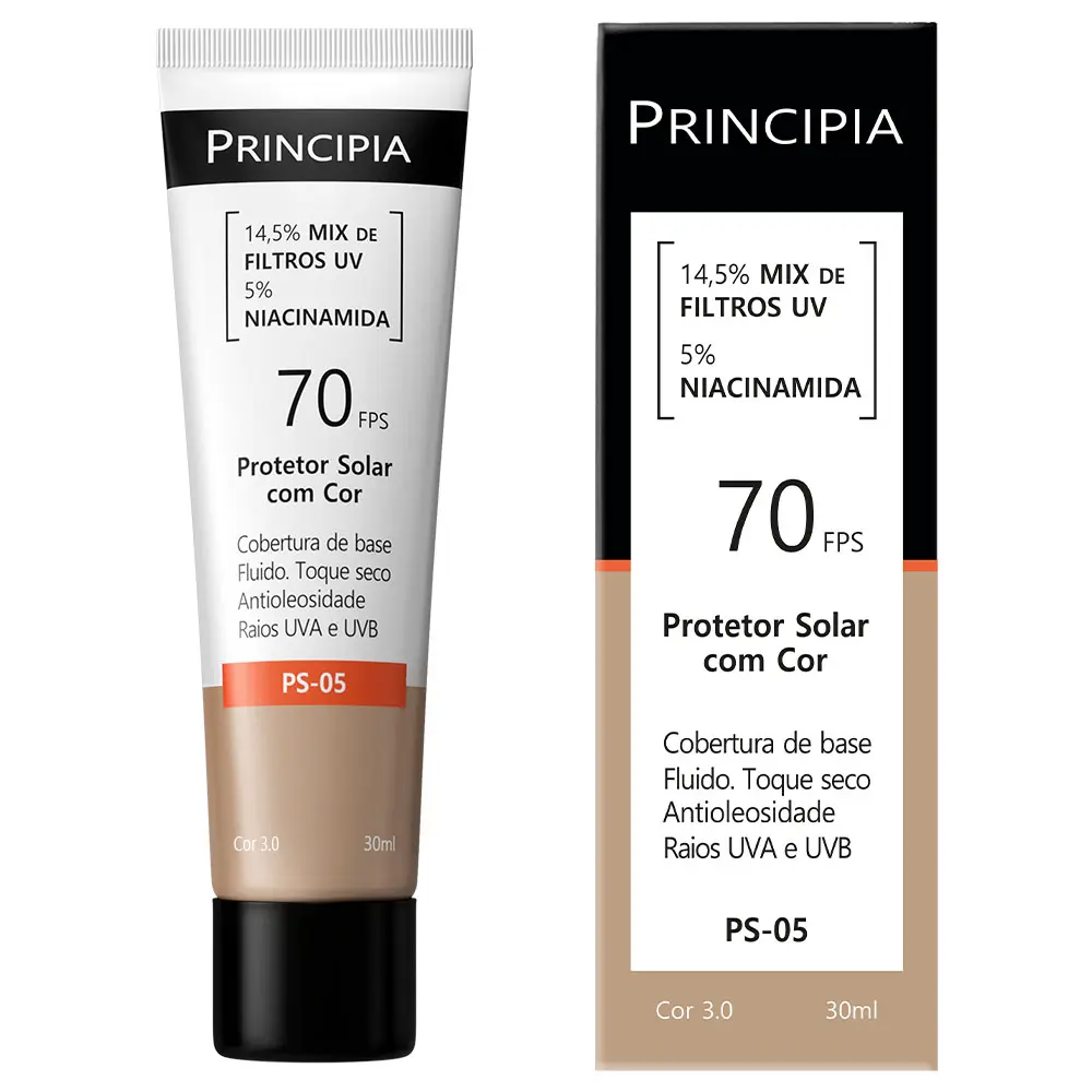Imagem 6 de Protetor Solar Facial Principia Toque Seco Com Cor FPS 70 PS-05 | 30 ml