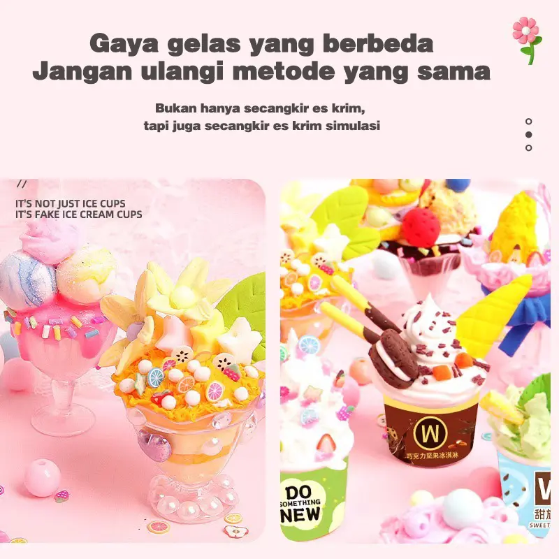 Tepi es krim anak buatan tangan DIY krim lem mainan gadis penutup mulut buatan tangan simulasi mainan makanan buatan Toys Buah Kotak deco cream Kue 3