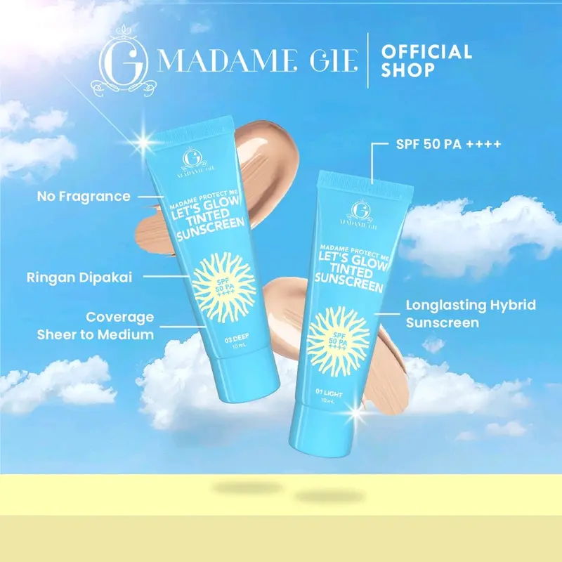 Madame Protect Me Let's Glow Tinted Sunscreen SPF 50 PA ++++ Multipurpose 10ml - 35ml (Facial / Wajah / Niacinamide / Perawatan) 4