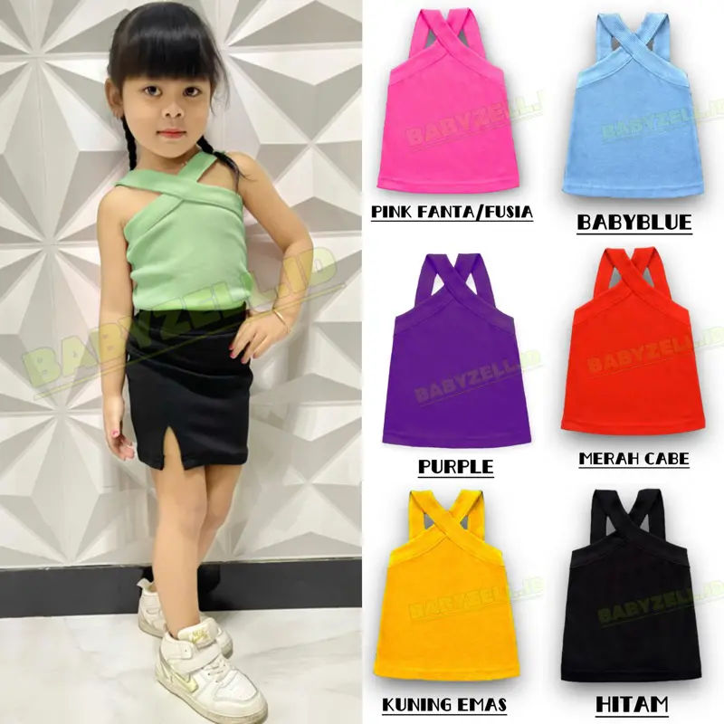 ATASAN ANAK PEREMPUAN ZELLZA TANKTOP COLORFULL KROSNECK BAJU ANAK PEREMPUAN USIA 1-8th