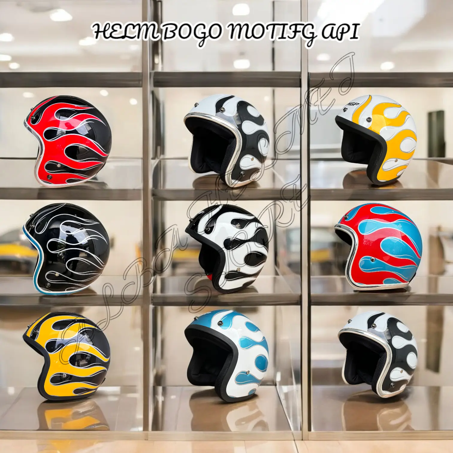 cod HELM BOGO API MOTIF AESTHETIC LIST CROME PREMIUM DEWASA 100 % ORIGINAL VIRAL TERLARIS ELEGAN DAN NYAMAN ALBA
