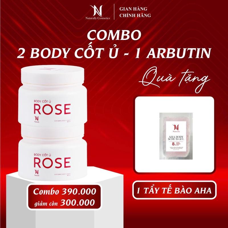 Combo Kem Body Cốt Ủ Rose - Dành cho da ngâm chai lì khó trắng , giúp dưỡng trắng da body , cấp ẩm cho da căng bóng