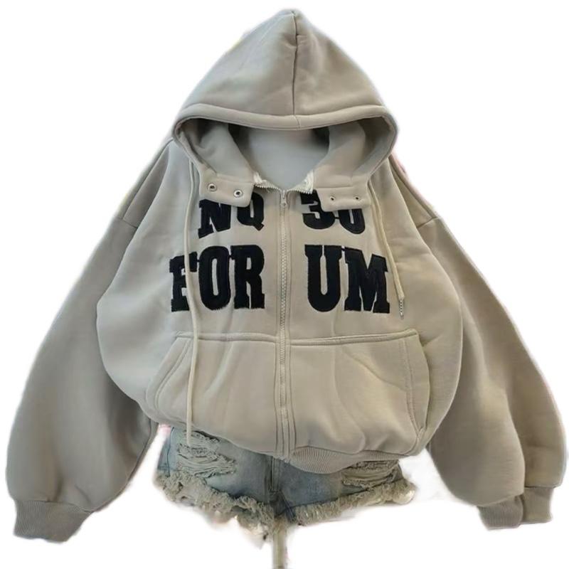 QUỲNH NHƯ Áo Khoác Nỉ DỆT FORM RỘNG THÊU CHỮ NQ30 FORUM 4TÚI size 40kg-74kg TOP hoodie Dày Dặn Mềm Mại Phù Hợp Nam Nữ Chất Liệu Bông Dày Mềm