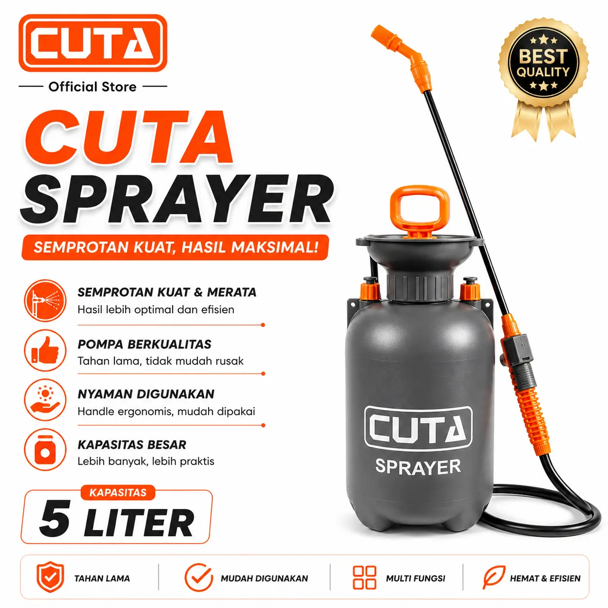 CUTA Sprayer Tanaman 5 Liter Pressure Sprayer Multi Fungsi 5L Alat Semprot Tanaman