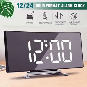 Jam Digital Elektronik Super Display Multifungsi dengan Suhu Udara Kalender Alarm dan Lampu Backlight Terang untuk Ruang Tamu Kamar Sederhana Hitam LED Putih