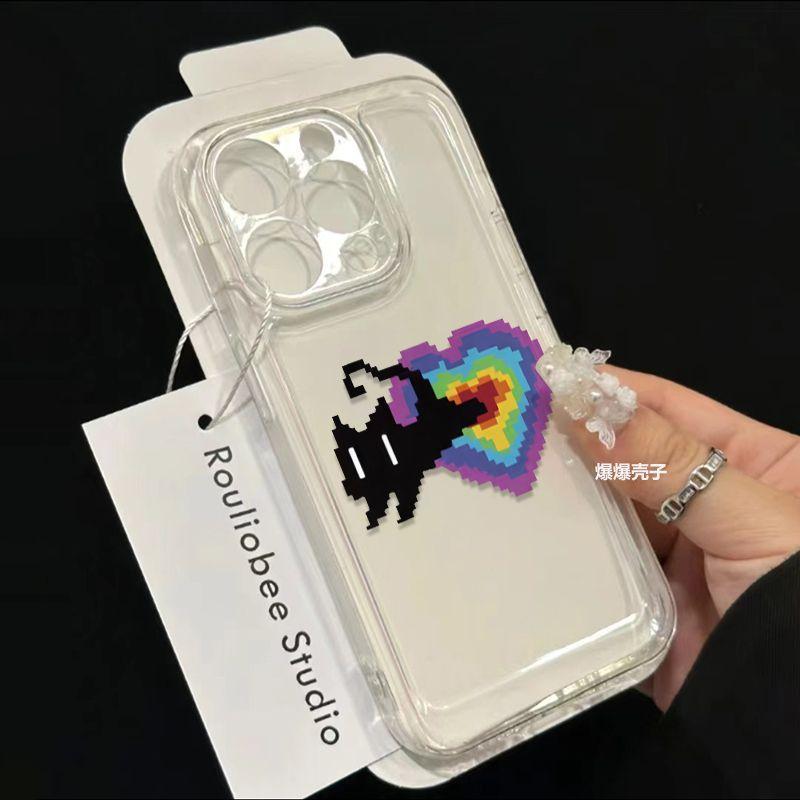 Yêu mèo đen áp dụng cho iPhone 16 vỏ điện thoại iPhone 15promax / 14/13/12 / 11xs / xr / 8/7/6 plus