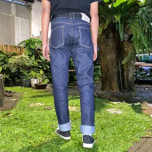 Celana Raw DENIM PATTERSON Art GLOCK SELVEDGE-Slim Straight 15oz-Hight Class pria Distro