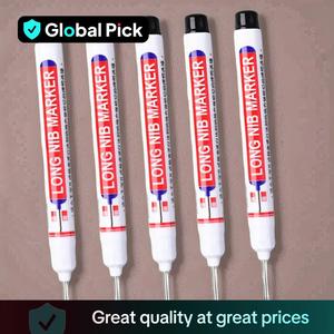 4pcs Long Head Precision Marking Pen, Permanent Drawing Markers, Durable Material Waterproof Woodworking Pen, Fathers Day Gift, Deep Hole Pen for Home Bathroom Woodworking Decoration, Hand Tools, Office Accessories, Drawing Pens Set