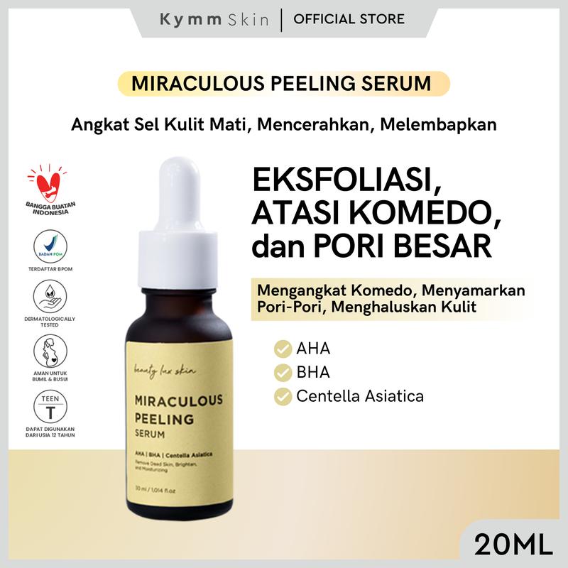 KYMM SKIN Miraculous Peeling Serum | Eksfoliasi AHA BHA Centella Asiatica Perawatan Mencerahkan Efektif Mengangkat Komedo Wajah, Sel Kulit Mati, Noda Hitam, Pencerah, dan Pelembab Essence with Acid 2