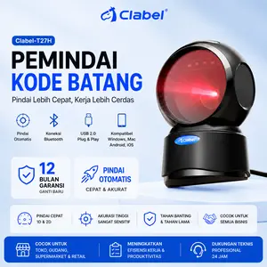 Clabel T27H Barcode Scanner 1D/2D AutoScan QR Code & Barcode Scan Wireless/USB CMOS Sensor Desktop Scanner Omni 2D/1D, Plug&Play USB, Auto Scan, Hands-Free, Screen-Readable