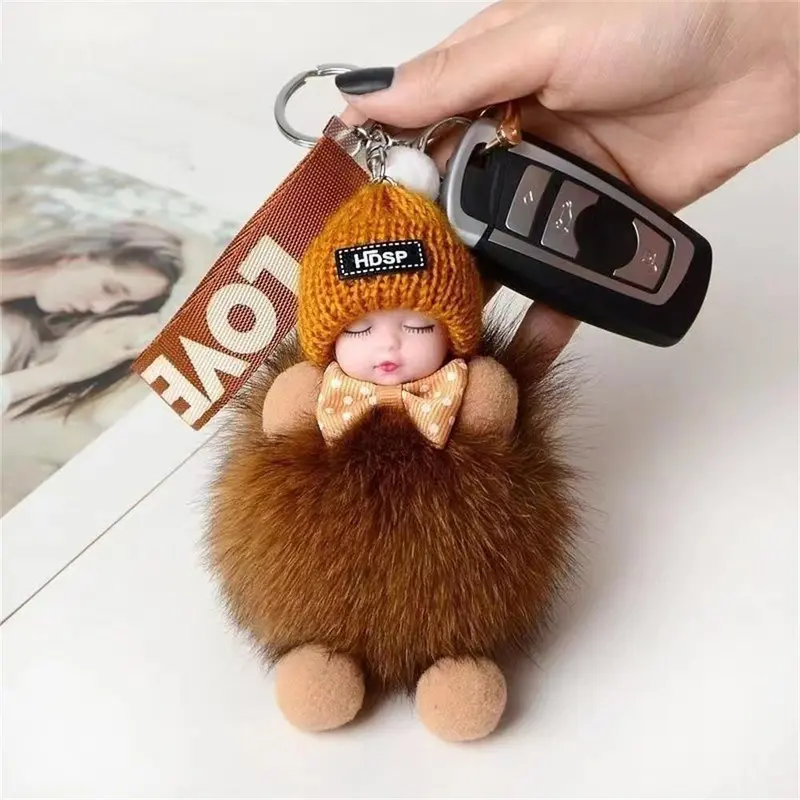 Móc Chìa Khóa Búp Bê Nhồi Bông Mặt Dây Chuyền Bông Pom Pom, Móc Chìa Khóa Em Bé Ngủ, Thiết Kế Sáng Tạo Và Dễ Thương, Thích Hợp Làm Đồ Trang Trí Mặt Dây Chuyền Ba Lô, Quà Tặng Phổ Biến 4