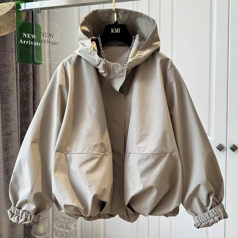 ẢNH THẬT Áo Khoác Gió Nữ Dáng Bí Bồng Xòe Form Rộng Có Mũ Retiro Unisex Áo Khoác Dù Chống Nắng Chống Gió Ulzzang