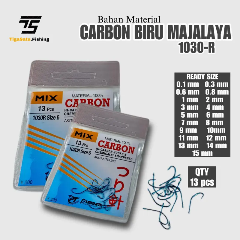 Mata Kail Akita Kitsune Carbon Mix 1030R Ukuran 0,1 0,3 Biru Jig Pancing Ikan 4