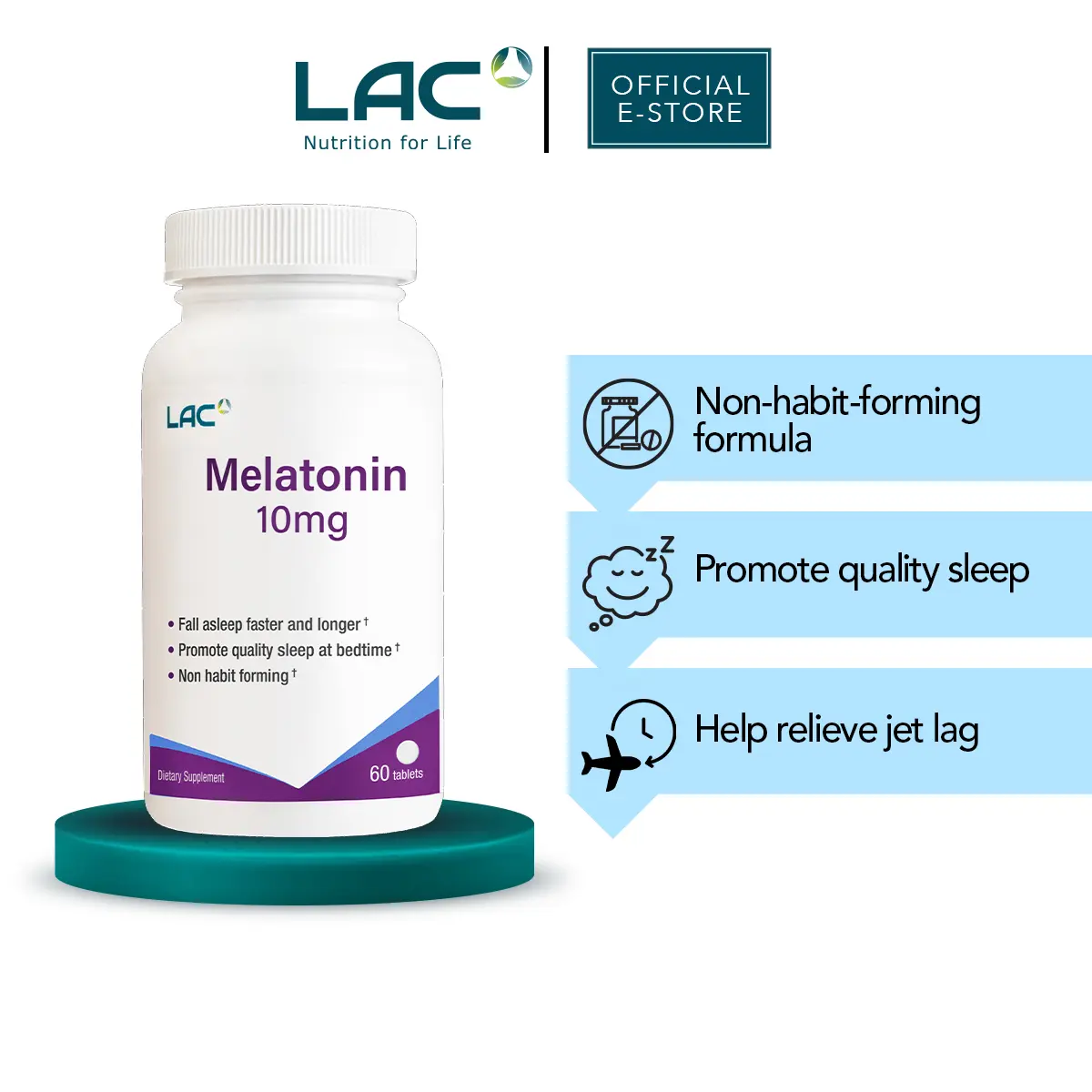 LAC Melatonin 1mg/3mg/5mg/10mg (60/120 tablets) - natural vitamin supplement stress relief calm mood relax improve quality sleep insomnia jet lag anxiety relief
