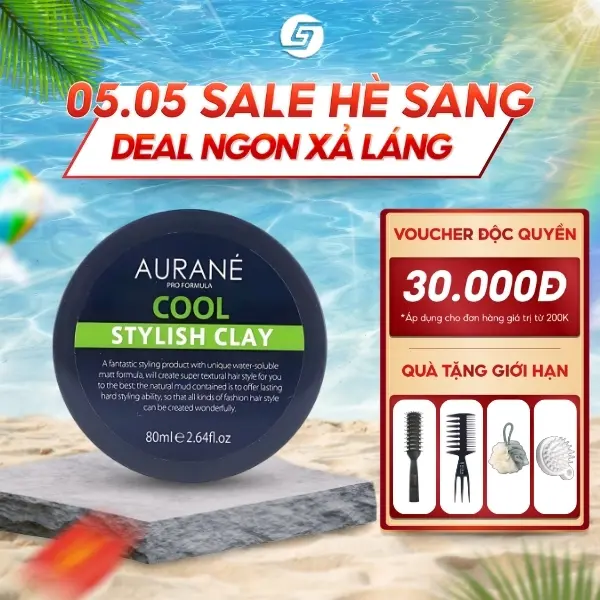 Sáp vuốt tóc Aurane Cool Stylish Clay 80ml – Hỗ trợ chăm sóc tóc -  Giữ nếp khoảng 10 đến 12 tiếng – Hỗ trợ Dưỡng Tóc Kiềm dầu thừa, mồ hôi – Tặng kèm lược bán nguyệt Chaoba