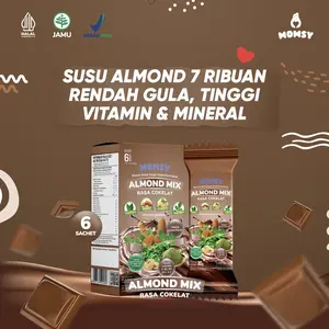 MOMSY ALMOND MIX RASA COKELAT 6 sachet Daun Katuk Daun Kelor Almond Kedelai Rendah Gula BPOM & HALAL  untuk Ibu Mommy Busui Bumil[SPV]