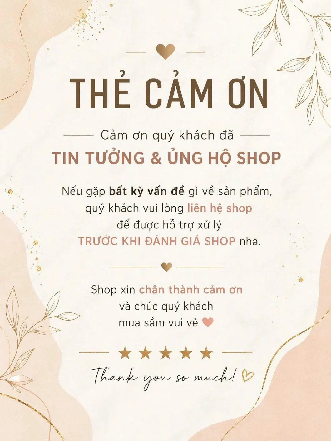 Thẻ Cảm Ơn - Thẻ Bảo Hành - Thẻ Quà Tặng Tri Ân Quý Khách Hàng