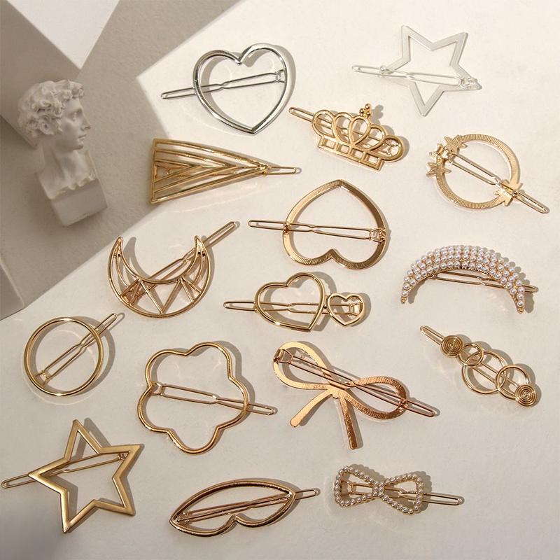 Accessories Hair Styling Ponytail Hairpins Barrettes Knot Hair Clip Metal Hairclips Star Heart Hair Pins Geometric Hairpins 6