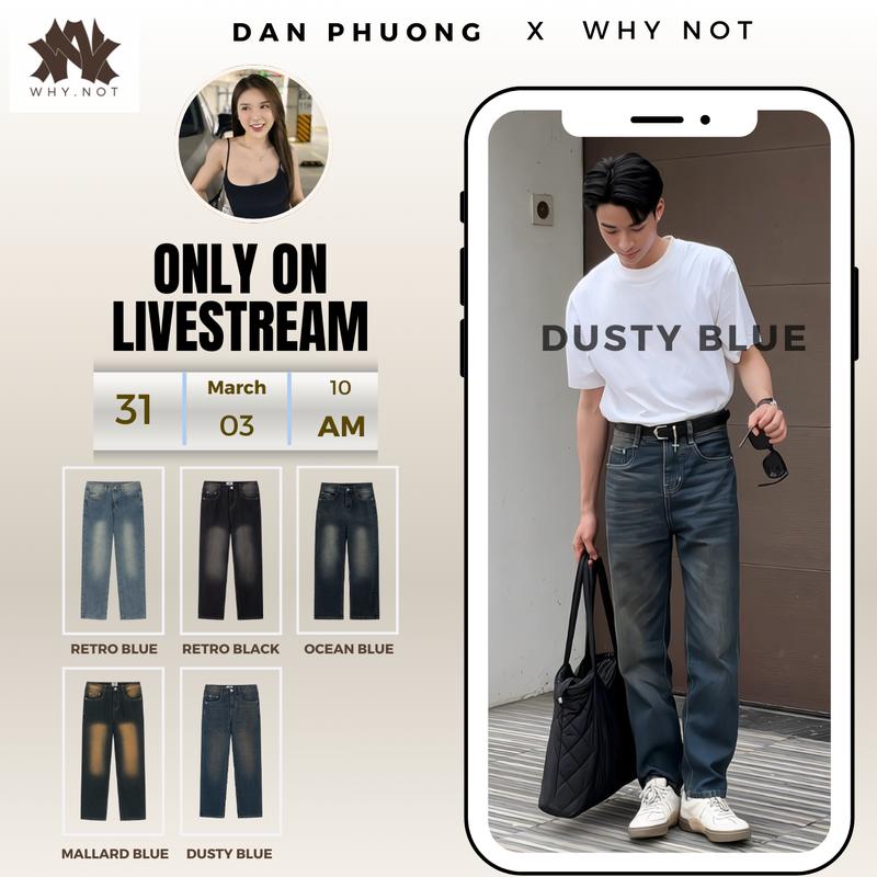   DAN PHUONG x WHY NOT  Quần Jean Suông Retro | Form Regular | Quần Suông 4 Màu Retro | Quần Jean Nam Nữ Why Not 