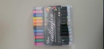 Product Review of 8 / 12 Colors Contour Pen Double Line Pen Marker Set Metal Color Painting Pen Fluorescent Set from J** 0
