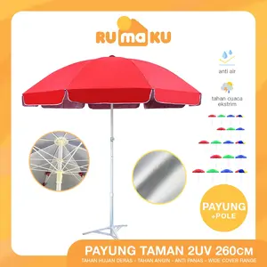 Rumaku Payung Tenda Jualan 260 cm Jumbo Besar Dua Lapis Anti Rangka Besi UV Free Tas Penyimpanan