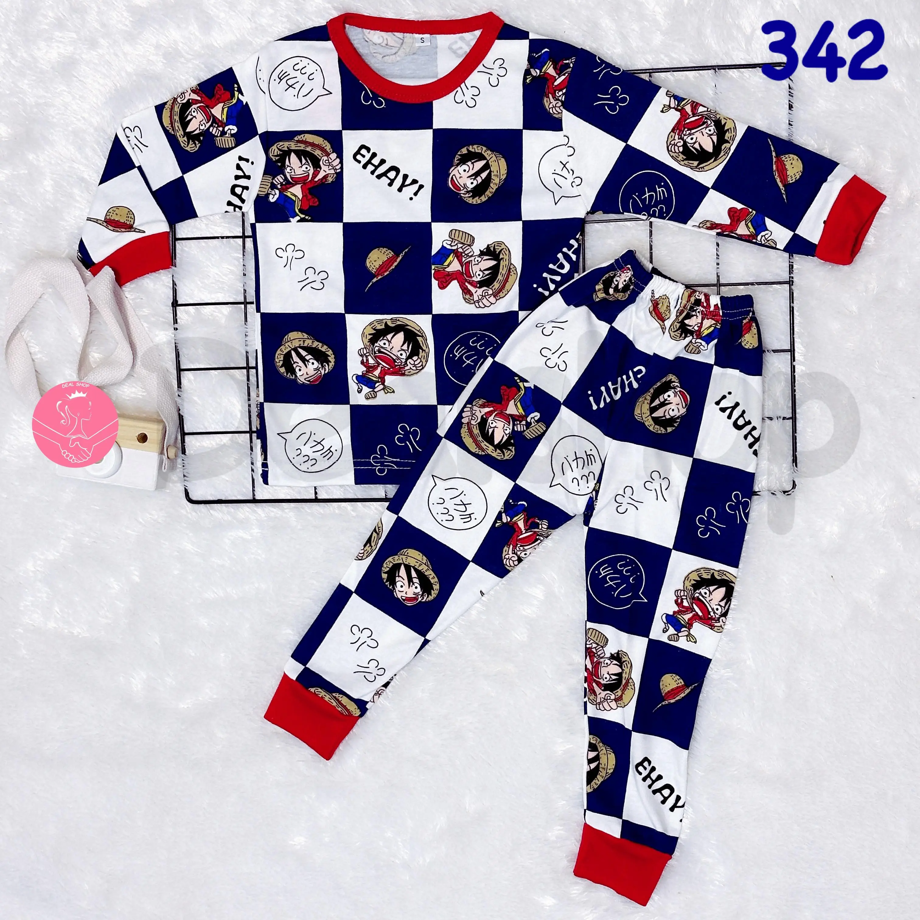 Dealshop Setelan Anak Laki-laki One Piece / Baju Tidur Anak Cowok / Piyama Anak Usia 1th-10th / Baju Setelan Anak Laki-laki 342
