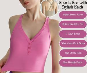 Y-Neck Sports Bra – Fixed One-Piece Cup, Shockproof Support, Stylish Back for Training & Yoga [YA66]