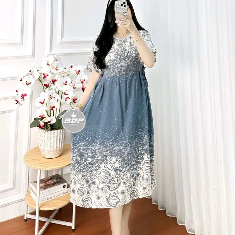 Daster Chibi Luna Rayon Premium Grade A Tebal halus adem murah busui resleting bumil dress homedress Wanita Midi Motif Kimono Pendek Tidur Panjang tali samping 3