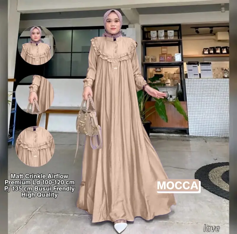COD !! Gamis Wanita Crinkle Airflow Premium Kekinian - Gamis Polos Jumbo 5