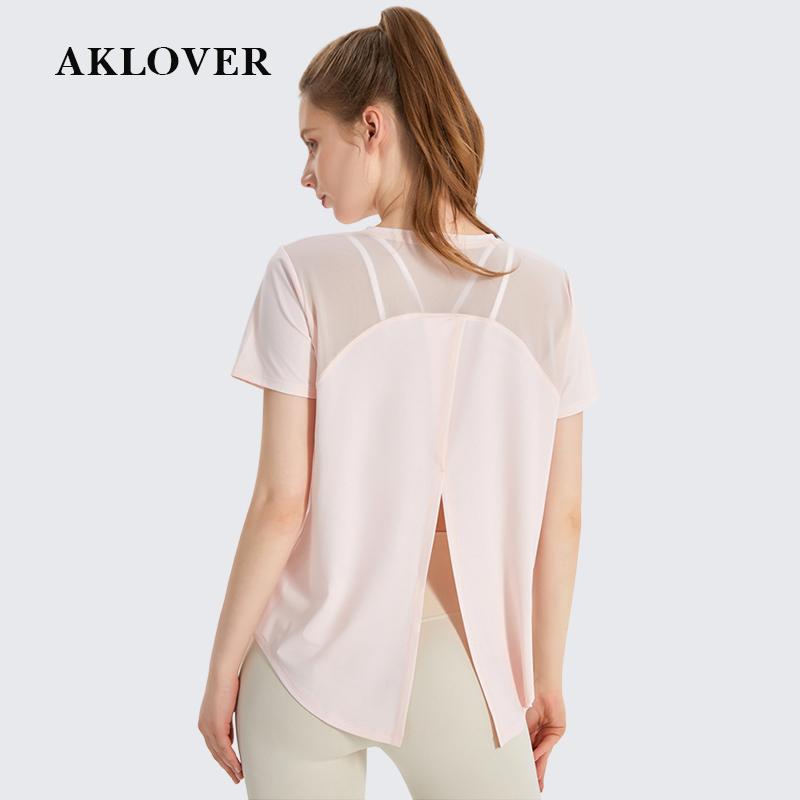 AKLOVER Kaos Olahraga Baju lengan Pendek Wanita Sport Gym Yoga T-shirt Oversize 0