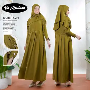 CNF | Gamis Syari + Set Hijab + Ciput Inner Bahan Jersey Dress Wanita  Muslim  Dewasa Busui Friendly