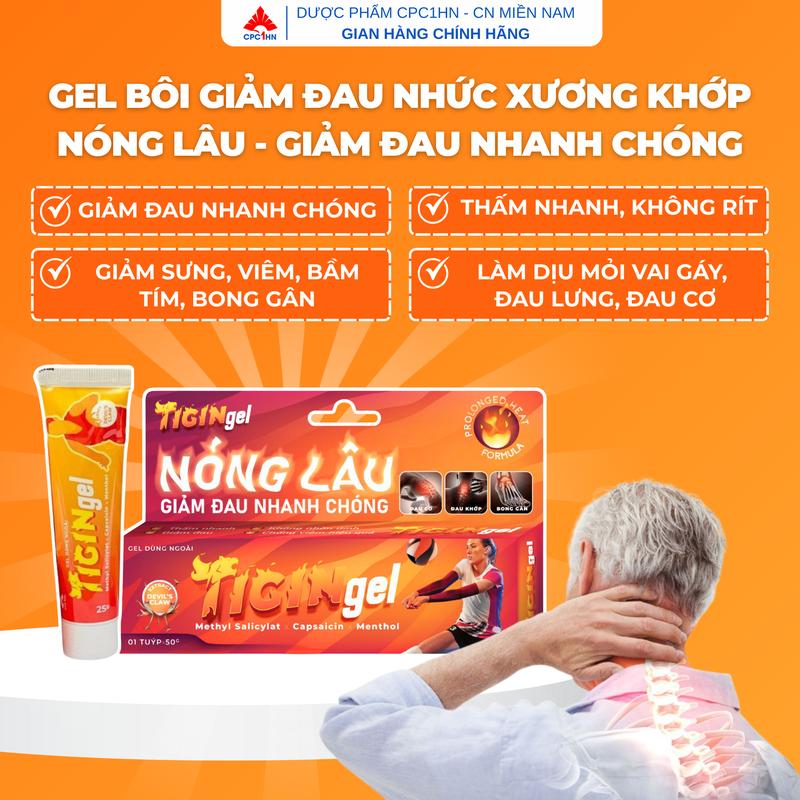  Gel Bôi Giảm Đau Nhức Xương Khớp Nhức Mỏi Cơ - TIGIN GEL Hộp 1 Tuýp 25g Hoặc 50g - Nóng Lâu Dùng Ngoài Da - Made in Vietnam 