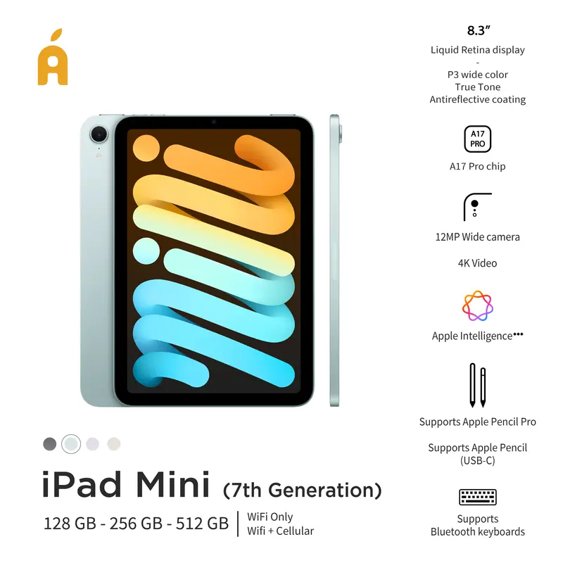 [LIVE AI] Tablet INTER Apple iPad Mini 7 2024 8.3-inch 128GB 256GB 512GB Space Gray Blue Purple Starlight 3