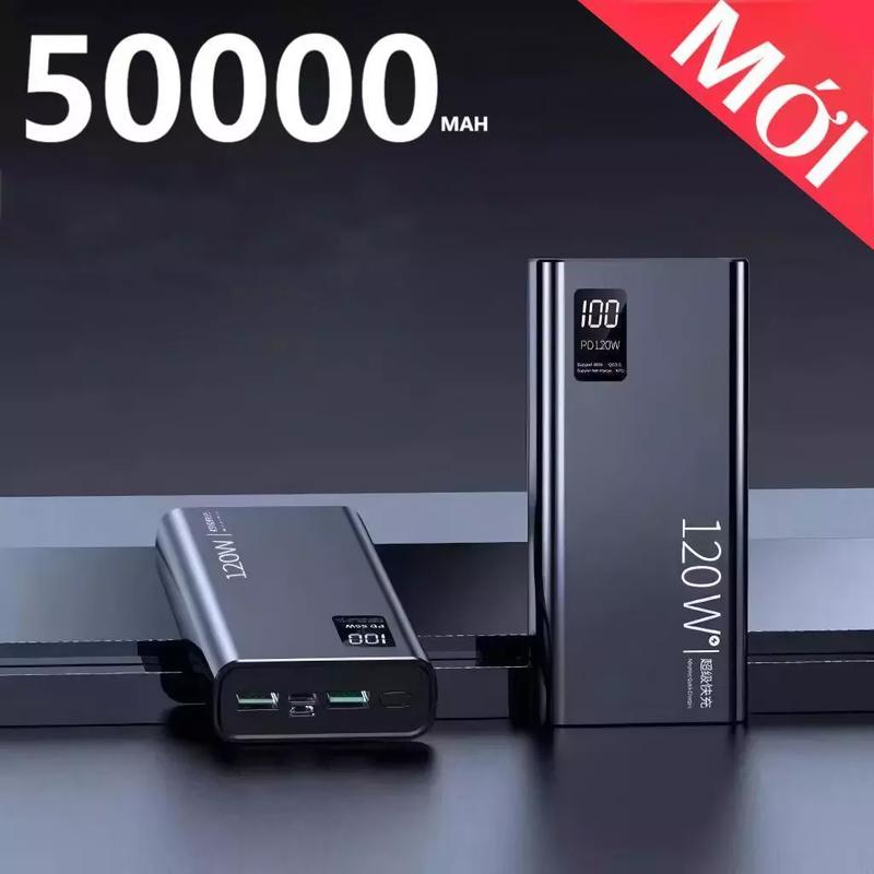 Sạc dự phòng 50000mAh sạc nhanh 22.5W pin dung lượng lớn có dây cắm nhiều điện thoại