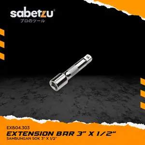 SABETZU Extension Bar 1/2” x 3 Inci Sambungan Kunci Sock Socket Long 1/2” x 3” Sambungan Kunci Sok Shock 1/2 Inch 3 Inch Gagang Sambungan Sock Sok Socket Impact 1/2inch 3inch Panjang 75mm Pcs EXB04.303