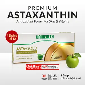 Premium Astaxanthin 12mg plus Applephenon 250mg - Asta-Gold - 2 strip 12 kapsul quidfast (1 boks)