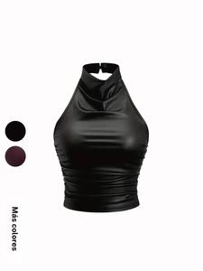 Top sin mangas para mujer, diseño espalda descubierta, tejido suave y cómodo, apto para todas las estaciones, perfecto para ocasiones casuales y formales