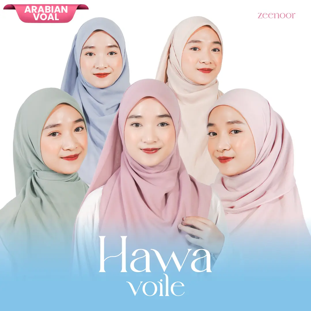 Zeenoor Hijab Hawa Voile - Kerudung Oval Empat Sisi Arabian Voal by Cacil - Size 130x130