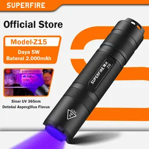 SUPERFIRE Z15 Senter UV 5W Daya Tinggi 365nm LED Lampu Ultraviolet untuk Detektor Noda Urin Kucing Anjing