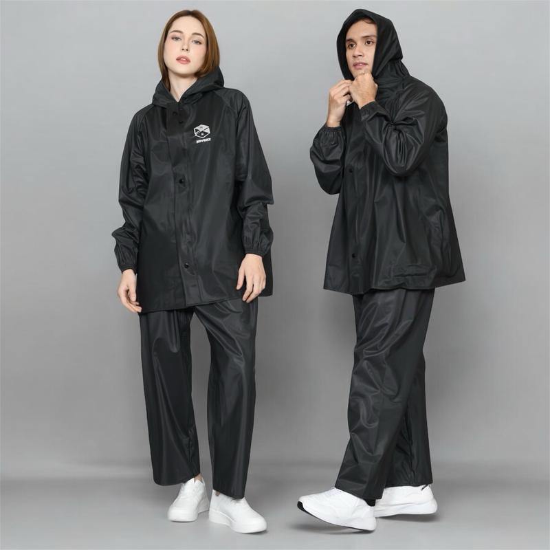 RAYENZ Jas Hujan Setelan Pria Wanita bahan PVC Tebal Anti Rembes tersedia warna Hitam Biru Army Merah dan Cream kedap air dan dapat digunakan kembali 2