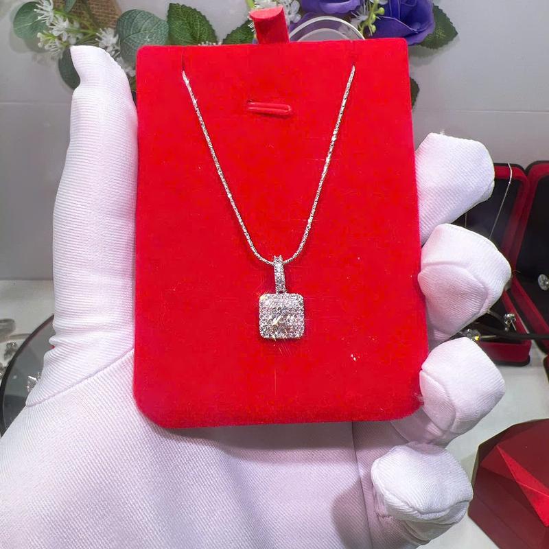 Dây chuyền nữ, Dây mì k.c 1 li mặt halo vuông , xinh xắn sang trọng lắm ạ Women Trang Sức