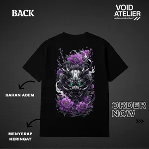 Kaos Eksklusif | Samurai Mask Purple Flowers | Void Atelier