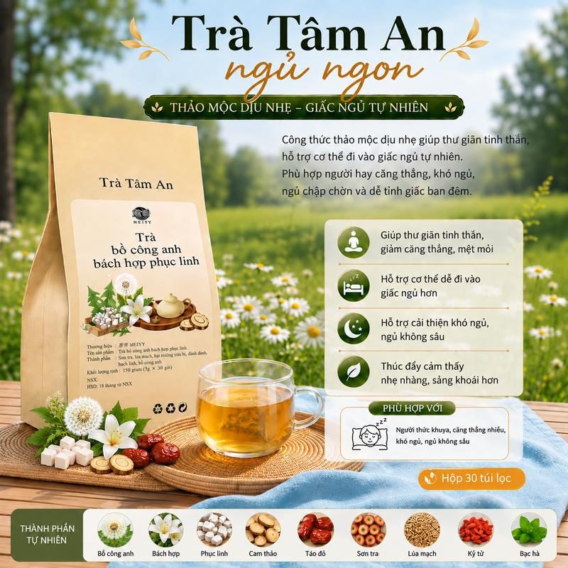 Trà Tâm An Ngủ Ngon - Hỗ Trợ Dễ Vào Giấc, Ngủ Ngon Sâu Giấc, Thư Giãn Tinh Thần (30 Túi Lọc)